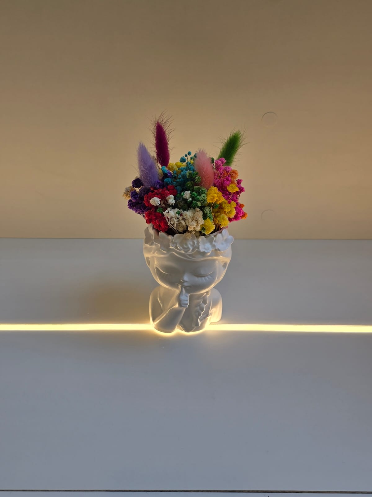 Ceramic Girl Shape with Natural dried flower