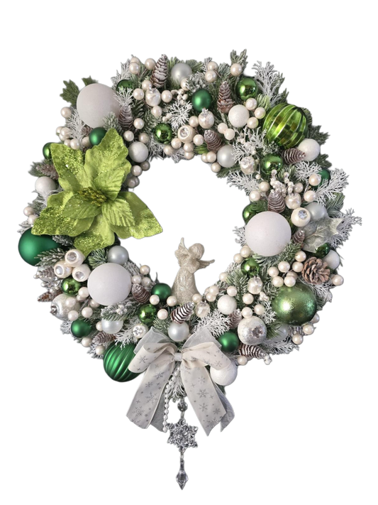 White and green Christmas wreath decoration
