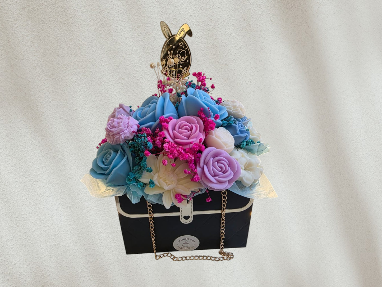 Scented Flower arrangement in a black bag shape