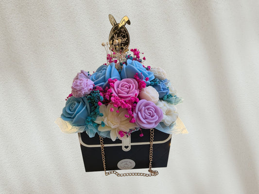 Scented Flower arrangement in a black bag shape