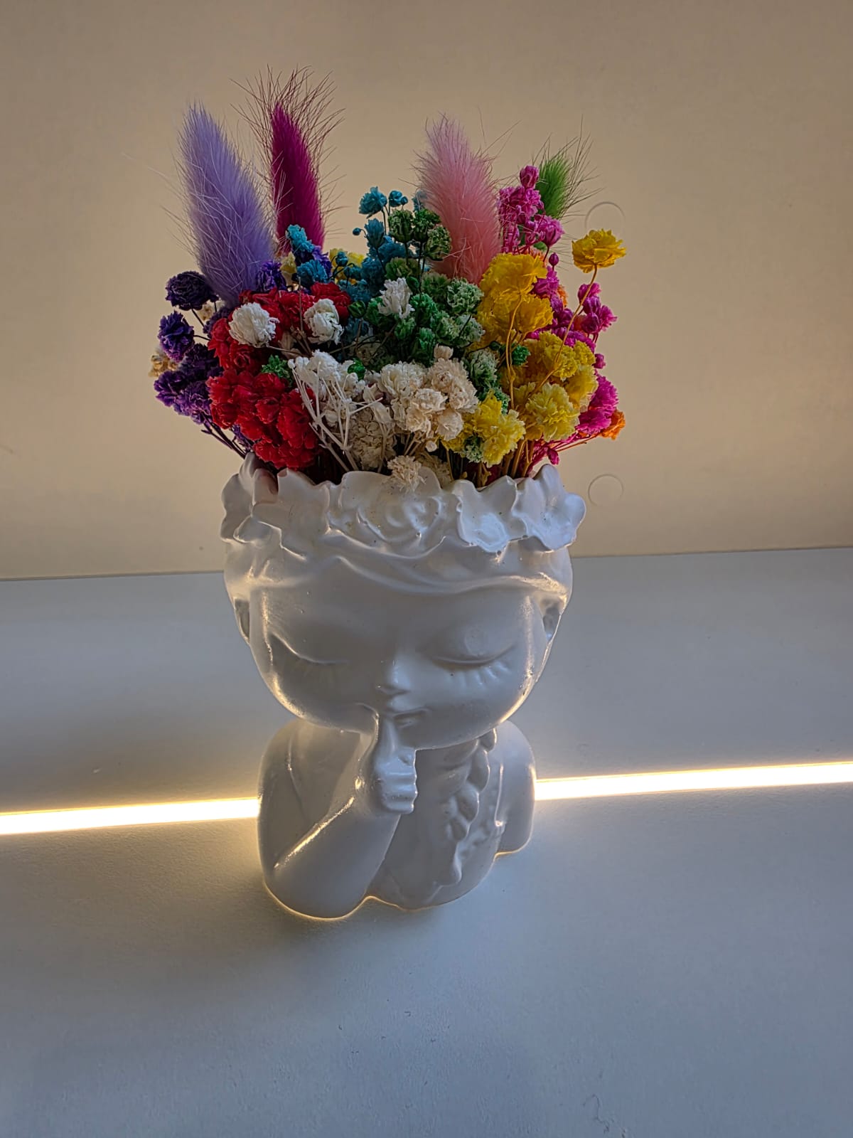 Ceramic Girl Shape with Natural dried flower