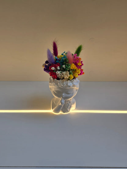 Ceramic Girl Shape with Natural dried flower