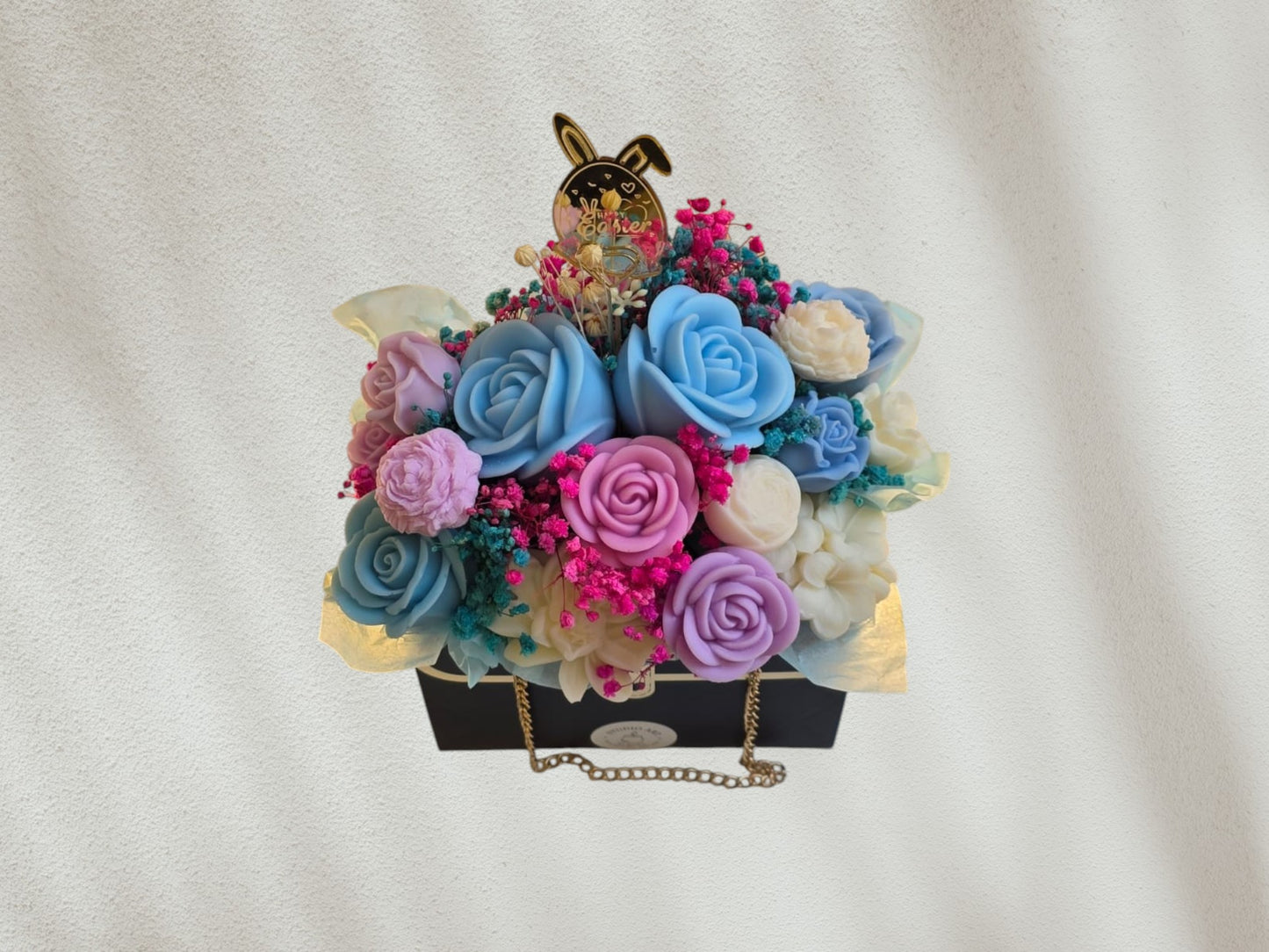 Scented Flower arrangement in a black bag shape